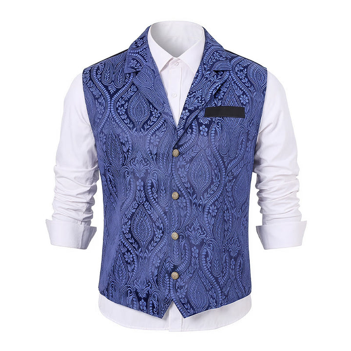 Men's Victorian Floral Jacquard Gothic Formal Chenille Suit Vest - image 10