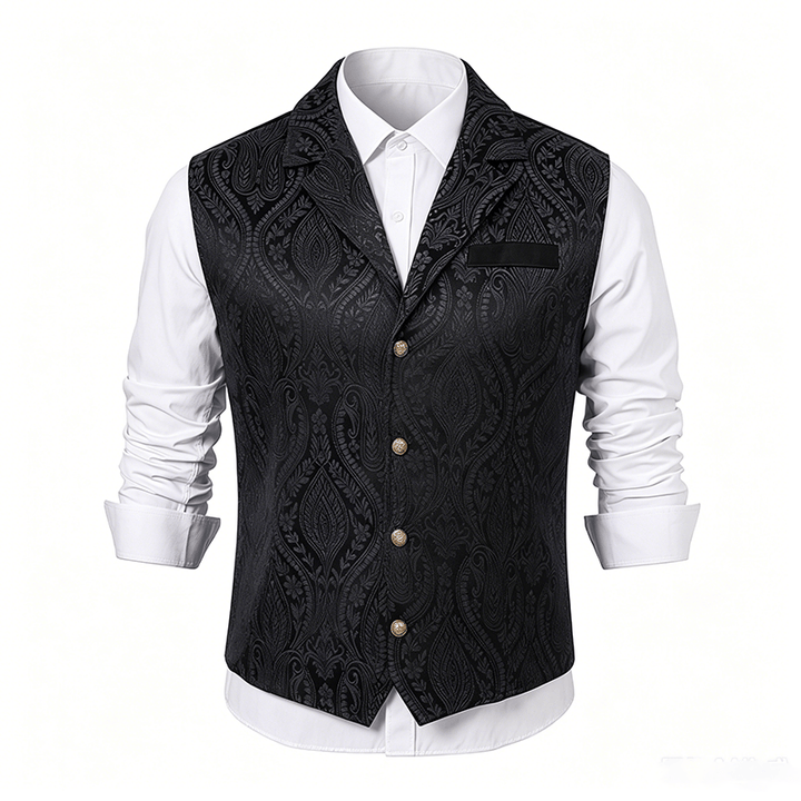 Men's Victorian Floral Jacquard Gothic Formal Chenille Suit Vest - image 12