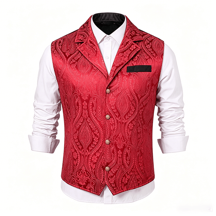 Men's Victorian Floral Jacquard Gothic Formal Chenille Suit Vest - image 13
