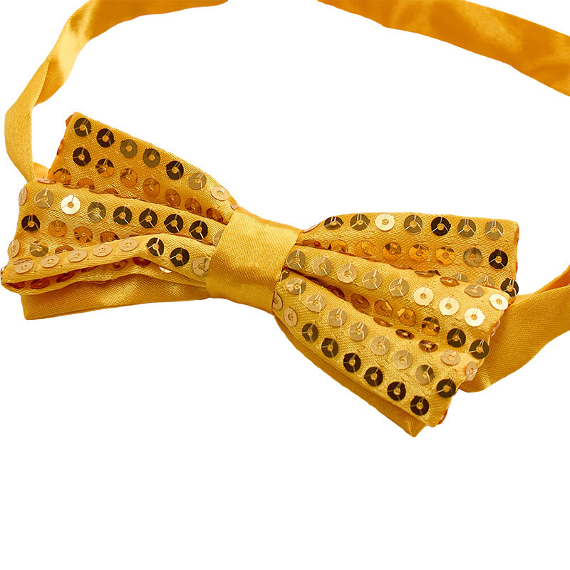 2Pcs Men's Gold Sequin Glitter Party Suit Vest With Bow Tie - image 4