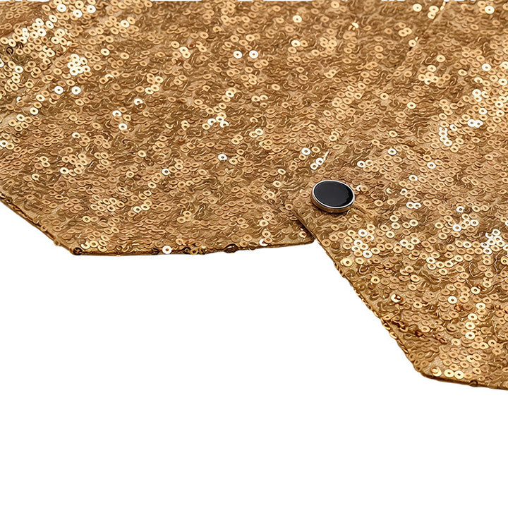 2Pcs Men's Gold Sequin Glitter Party Suit Vest With Bow Tie - image 7