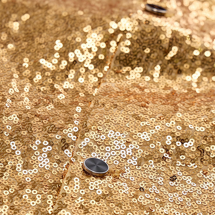 2Pcs Men's Gold Sequin Glitter Party Suit Vest With Bow Tie - image 6