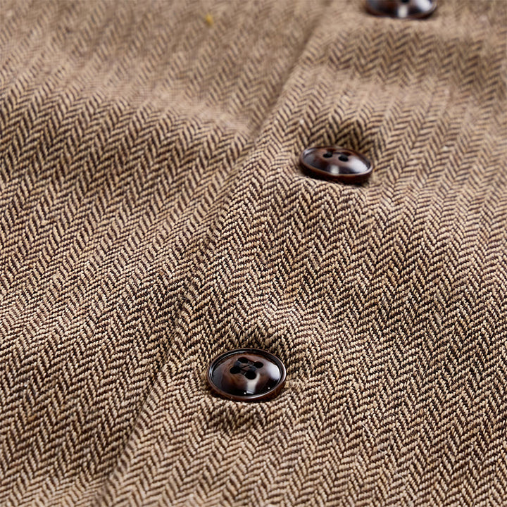 2Pcs Men's Rustic Khaki Formal Suit Vest With Paisley Bow Tie - image 6