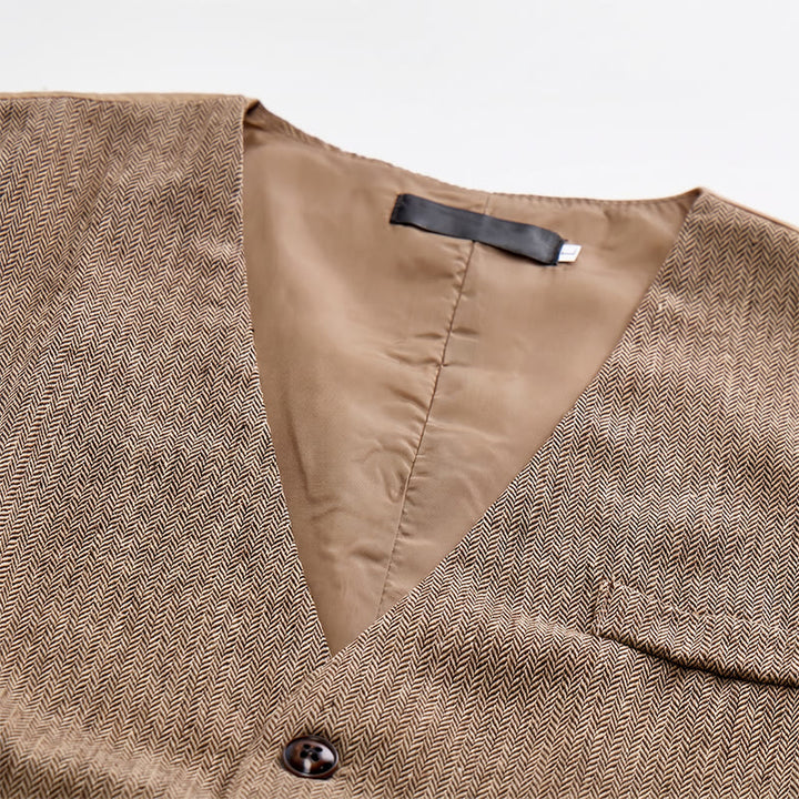 2Pcs Men's Rustic Khaki Formal Suit Vest With Paisley Bow Tie - image 5