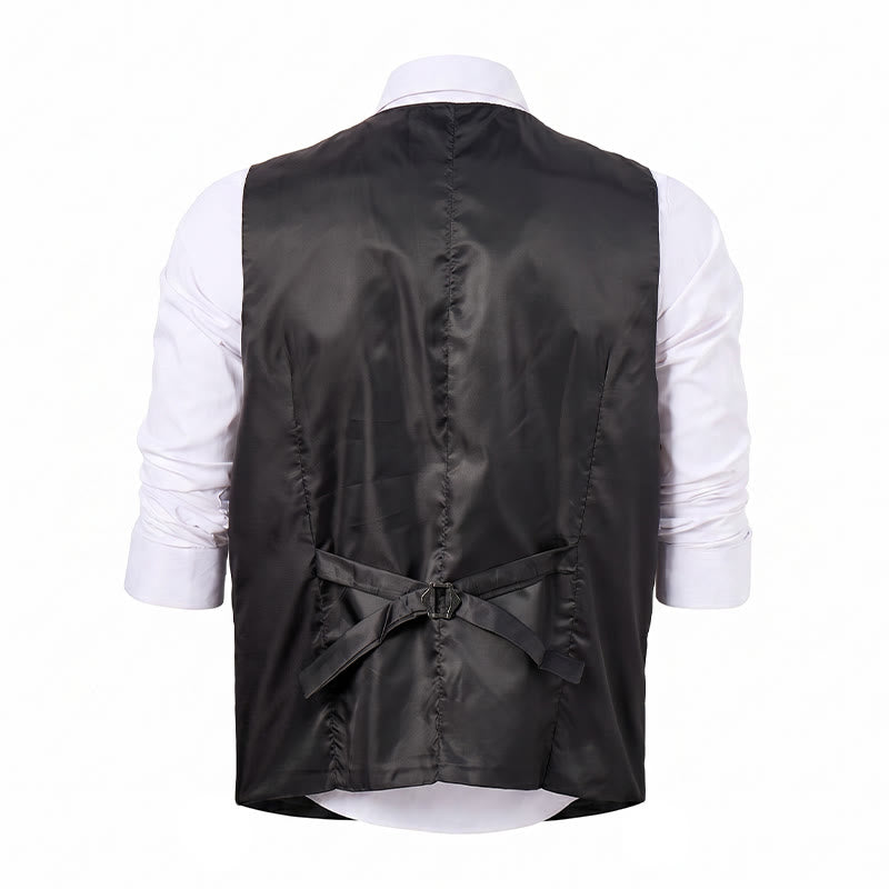 2Pcs Men's Charcoal Gray Suit Suit Vest With Paisley Bow Tie - image 10