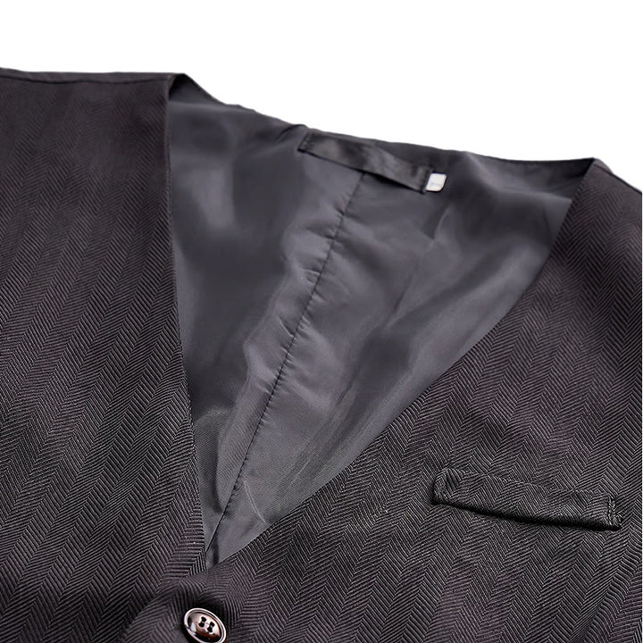 2Pcs Men's Charcoal Gray Suit Suit Vest With Paisley Bow Tie - image 5