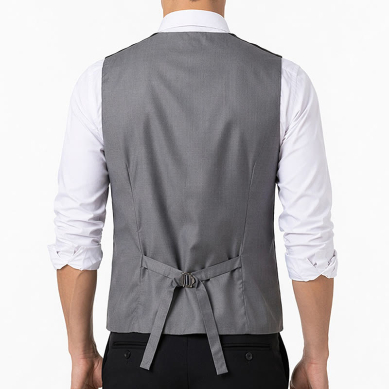 Men's Modern V-Neck Asymmetric Zipper Suit Vest - image 3