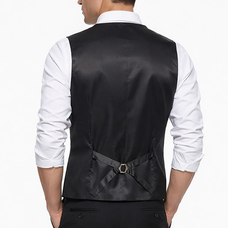 Men's Modern V-Neck Asymmetric Zipper Suit Vest - image 7