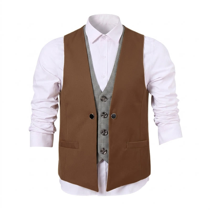 Men's Urban Two-Tone Faux Layered Design Suit Vest - image 12