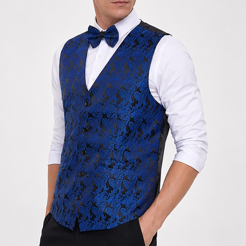 Men's Paisley Floral Jacquard With Bow Tie Suit Vest - image 2