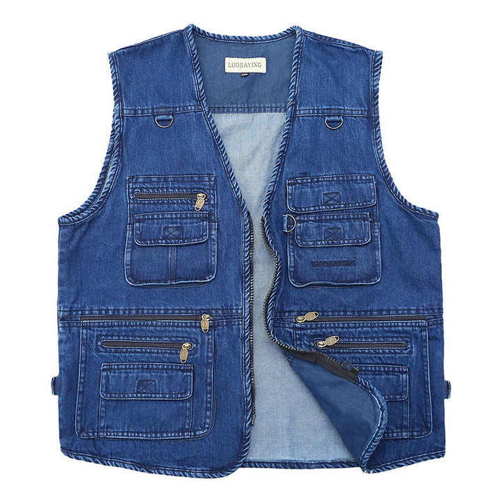 Vintage Multi-Zip Techwear Sleeveless Denim Vest - image 6