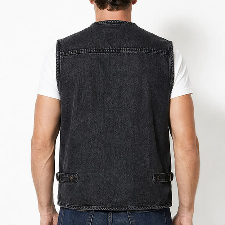 Vintage Multi-Zip Techwear Sleeveless Denim Vest - image 2