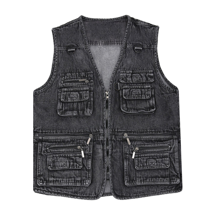 Vintage Multi-Zip Techwear Sleeveless Denim Vest - image 5