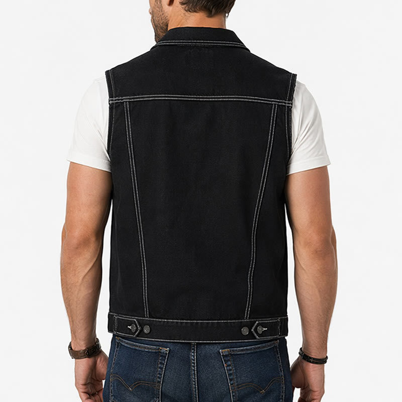 Highway Rebel Patchwork Black Denim Vest - image 2