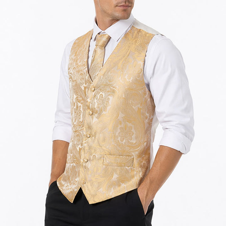Men's Vintage Paisley Jacquard Waistcoat Set  Formal Suit Vest - image 2