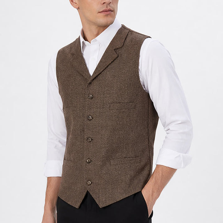 Men's Herringbone Suit Lape with Decorative Chain Suit Vest - image 2