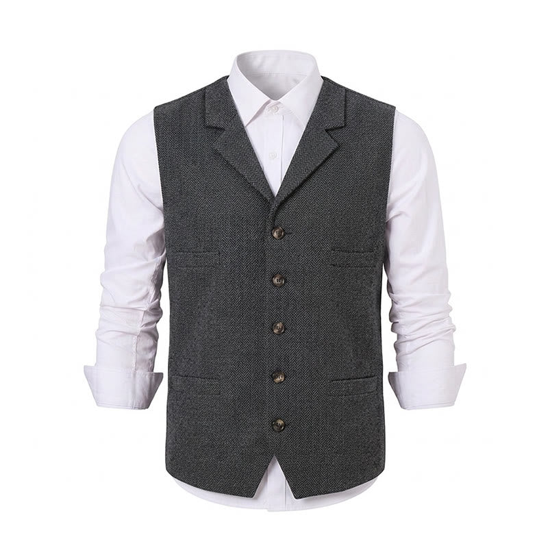 Men's Herringbone Suit Lape with Decorative Chain Suit Vest - image 26