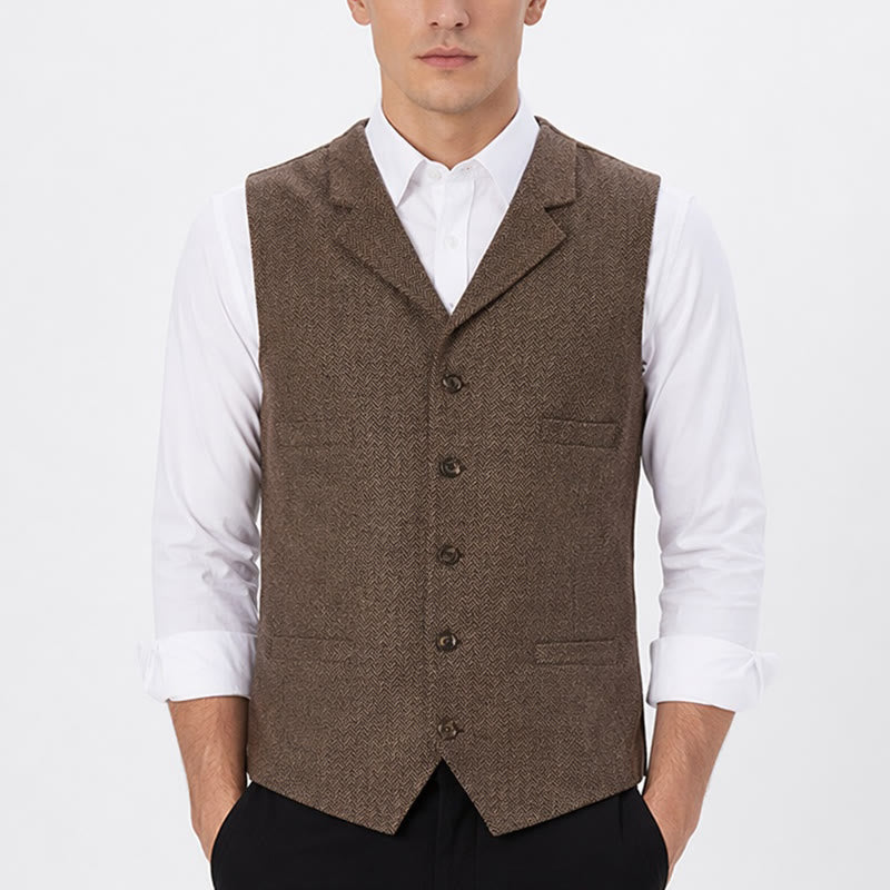 Men's Herringbone Suit Lape with Decorative Chain Suit Vest - image 1