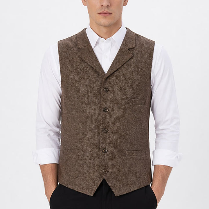 Men's Herringbone Suit Lape with Decorative Chain Suit Vest - image 1