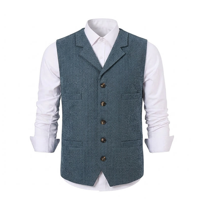 Men's Herringbone Suit Lape with Decorative Chain Suit Vest - image 29