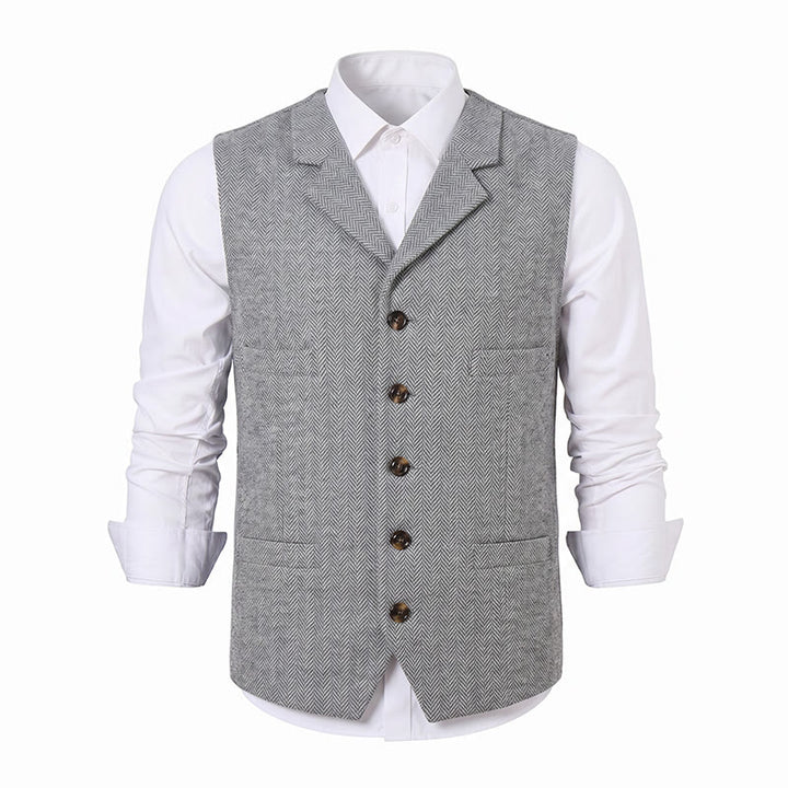 Men's Herringbone Suit Lape with Decorative Chain Suit Vest - image 24