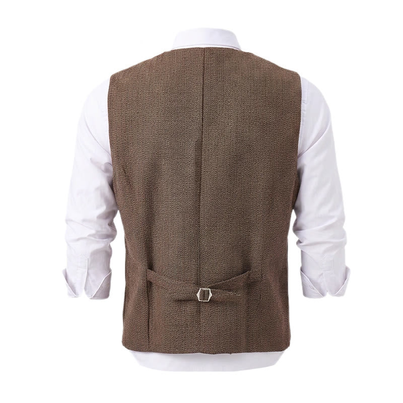Men's Herringbone Suit Lape with Decorative Chain Suit Vest - image 22