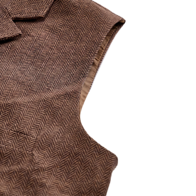 Men's Herringbone Suit Lape with Decorative Chain Suit Vest - image 17