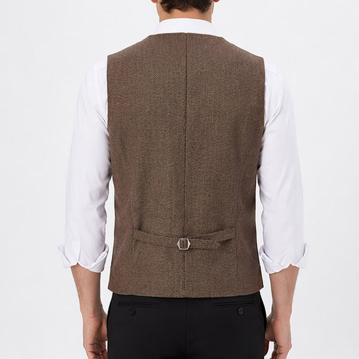 Men's Herringbone Suit Lape with Decorative Chain Suit Vest - image 3