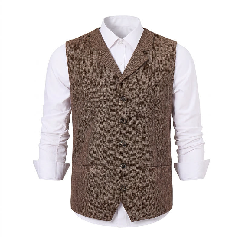 Men's Herringbone Suit Lape with Decorative Chain Suit Vest - image 21