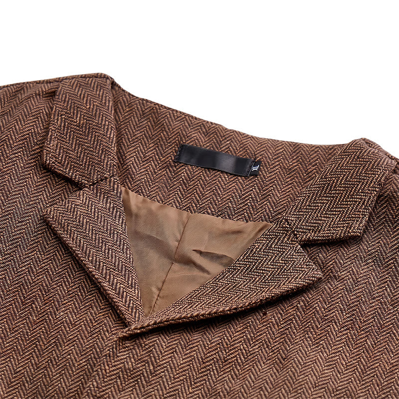 Men's Herringbone Suit Lape with Decorative Chain Suit Vest - image 17