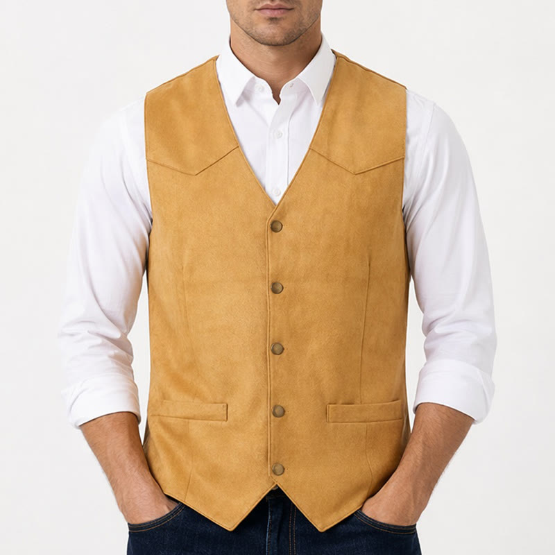 Men's Western Suede Look Casual Layering Vest - image 1