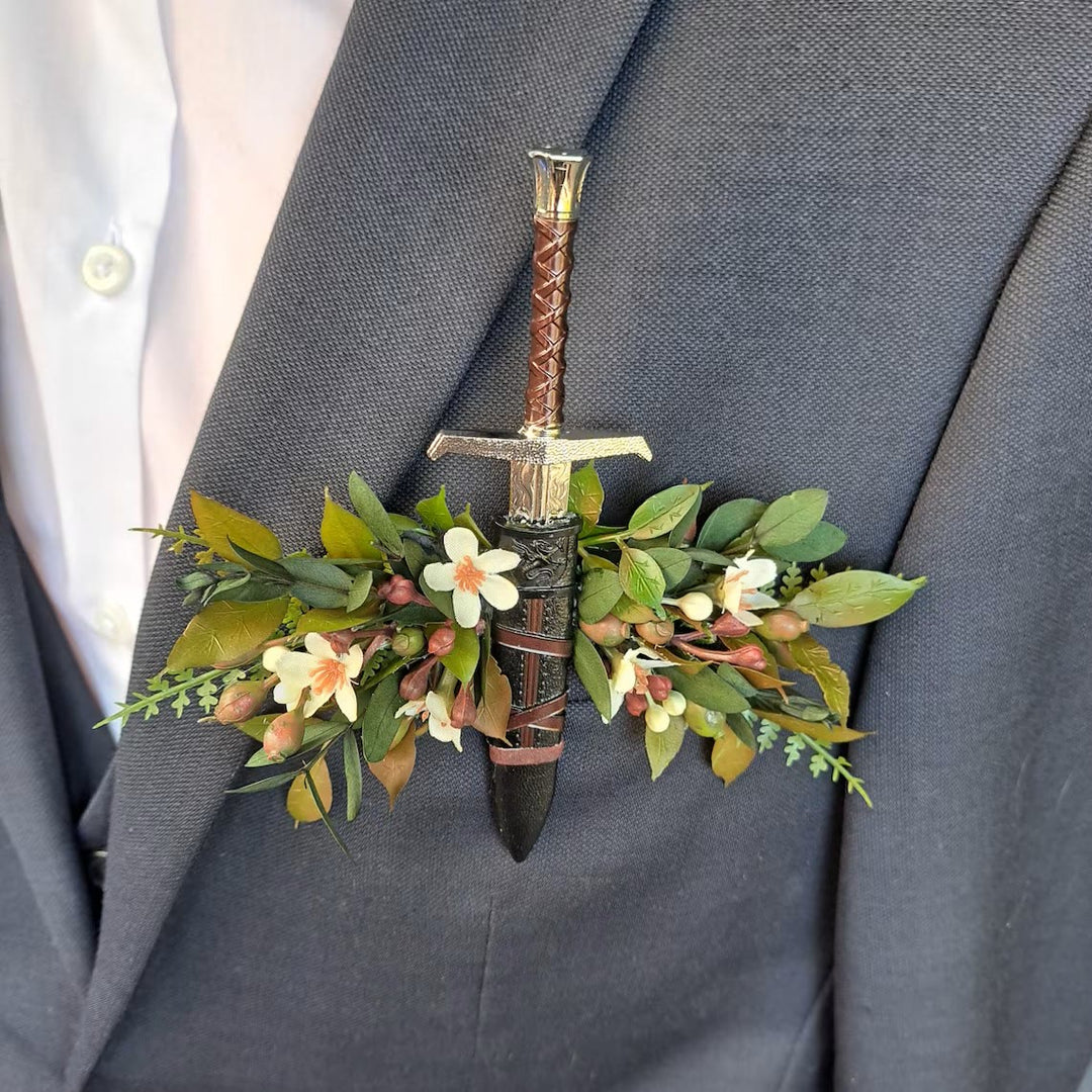 Medieval Fantasy Sword Boutonniere Suit Pocket Brooch - image 3
