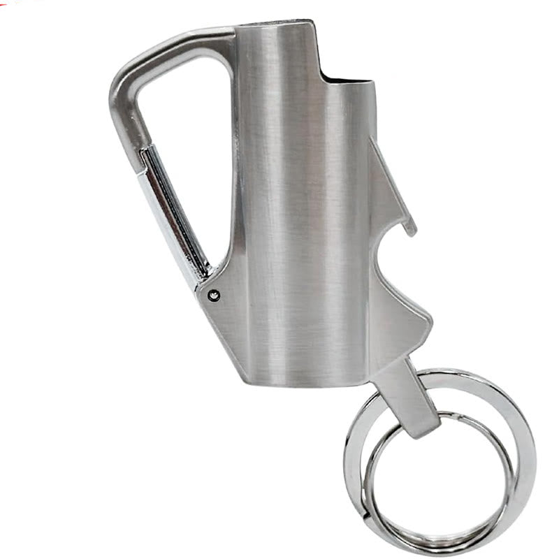 3-In-1 EDC Keychain Tool Carabiner Lighter Case - Silver - image 5