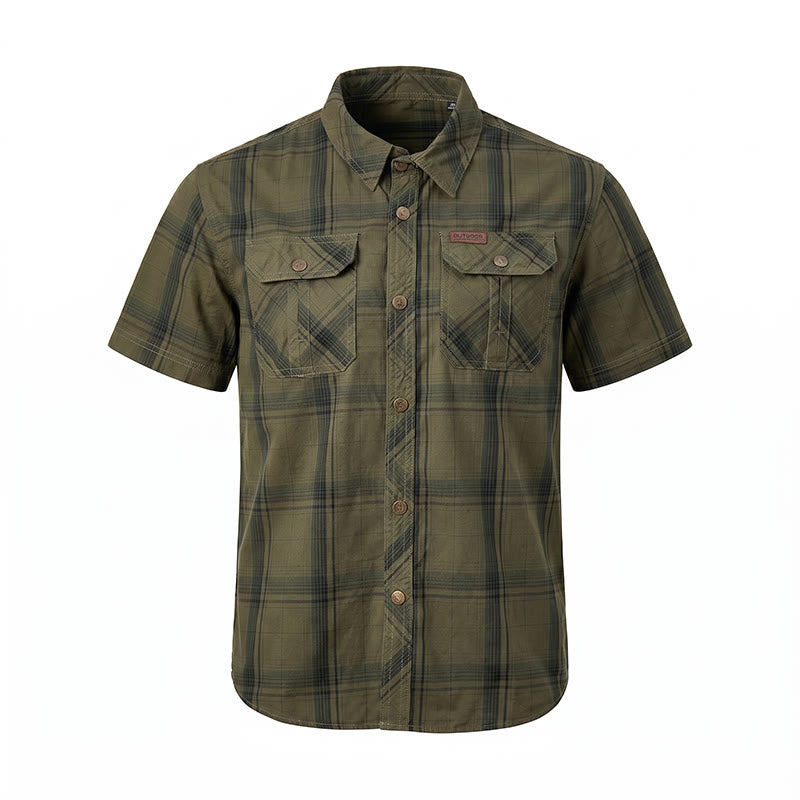 Men's Vintage Plaid Shirt With Chest Flap Pockets - image 11