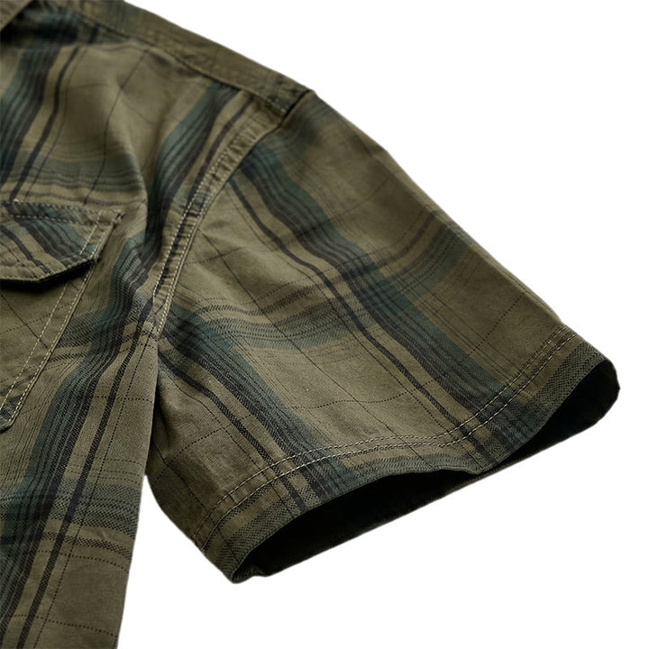 Men's Vintage Plaid Shirt With Chest Flap Pockets - image 10