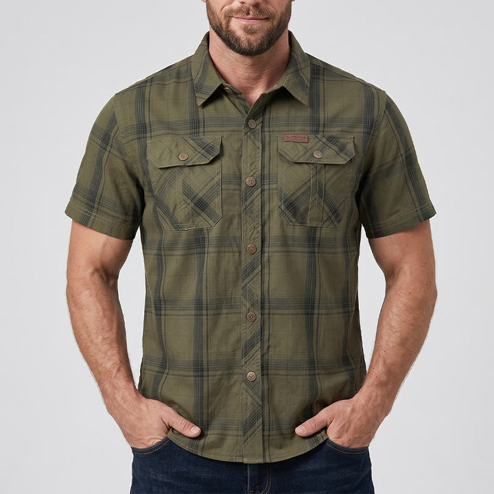 Men's Vintage Plaid Shirt With Chest Flap Pockets - image 1