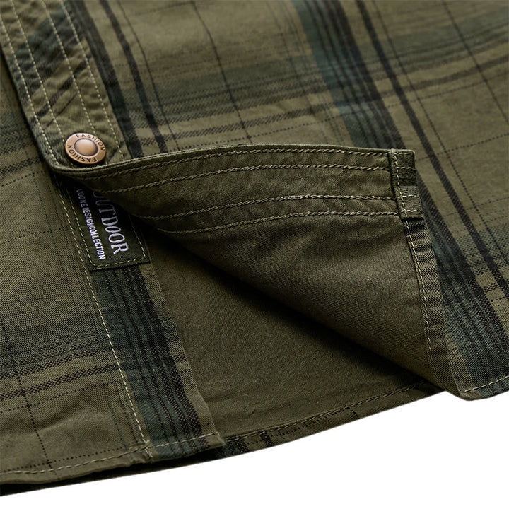 Men's Vintage Plaid Shirt With Chest Flap Pockets - image 9