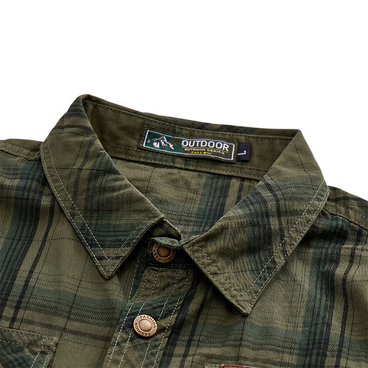 Men's Vintage Plaid Shirt With Chest Flap Pockets - image 6