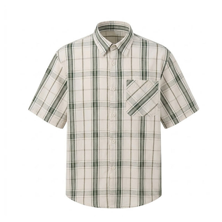 Classic Cream Base Stripe Plaid Shirt For Daily Office Wear - image 14