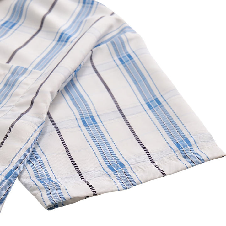 Classic Cream Base Stripe Plaid Shirt For Daily Office Wear - image 10