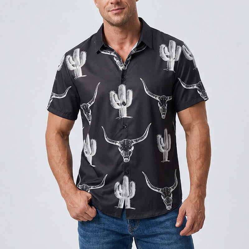 Bold Western Vibes Graphic Cactus & Longhorn Shirt - image 1