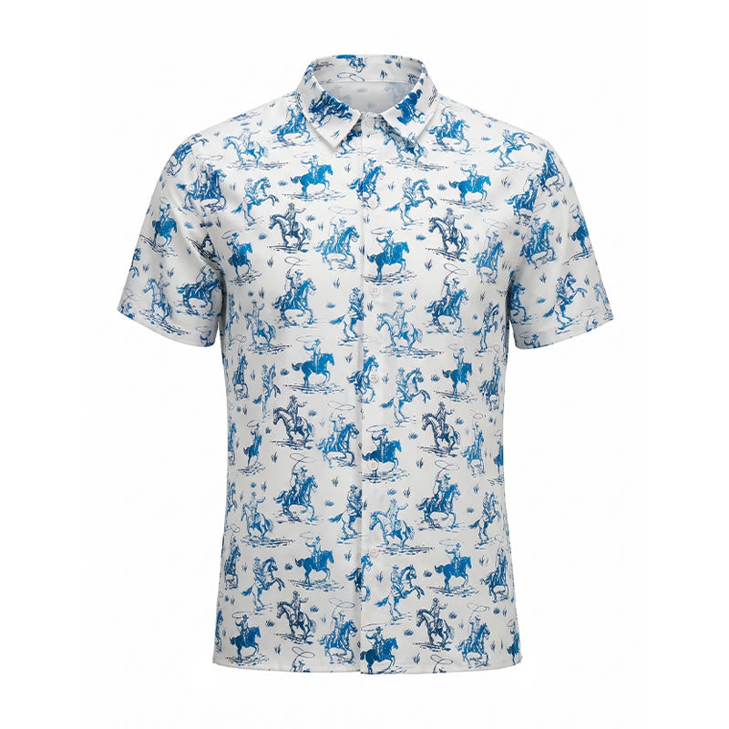 Blue & White Ride Into Style Classic Cowboy Charm Shirt - image 8