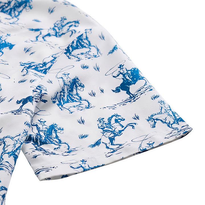 Blue & White Ride Into Style Classic Cowboy Charm Shirt - image 7