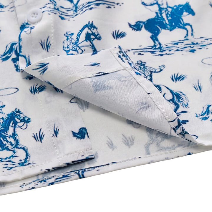 Blue & White Ride Into Style Classic Cowboy Charm Shirt - image 6
