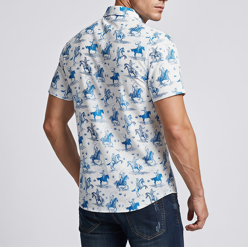 Blue & White Ride Into Style Classic Cowboy Charm Shirt - image 2
