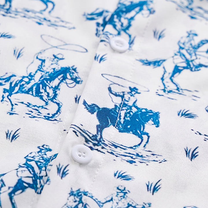 Blue & White Ride Into Style Classic Cowboy Charm Shirt - image 4