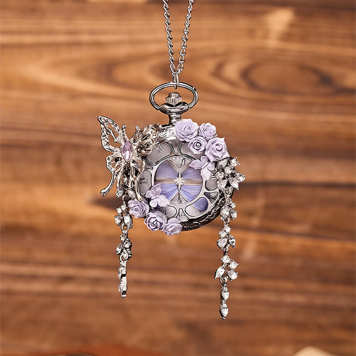 Lavender Butterfly Secret Garden Handmade Pocket Watch - image 4
