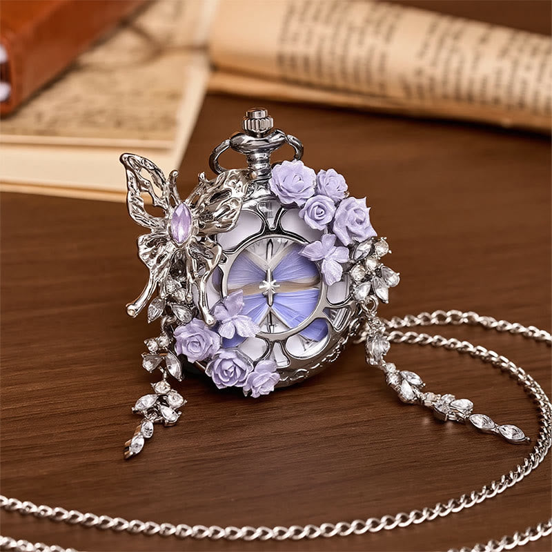 Lavender Butterfly Secret Garden Handmade Pocket Watch - image 2