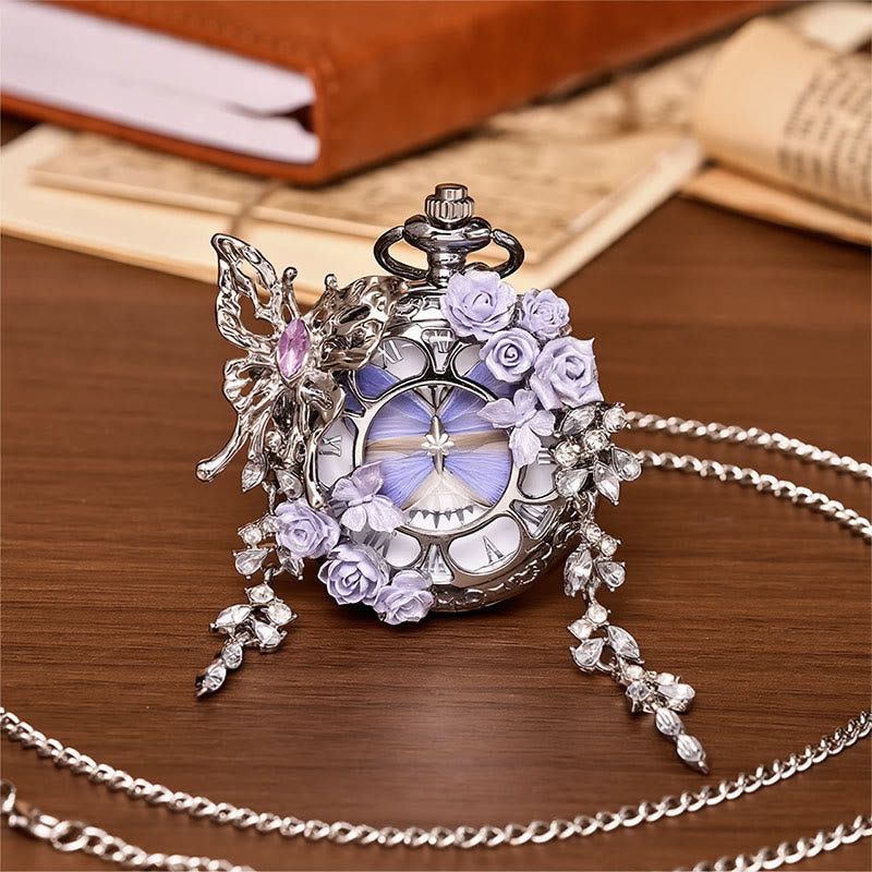 Lavender Butterfly Secret Garden Handmade Pocket Watch - Style #1 - image 0