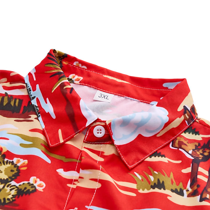 Red Wild West Desert Cowboy & Cactus Art Print Shirt - image 4